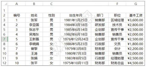 Excel2019制作新员工名单并格式化表格