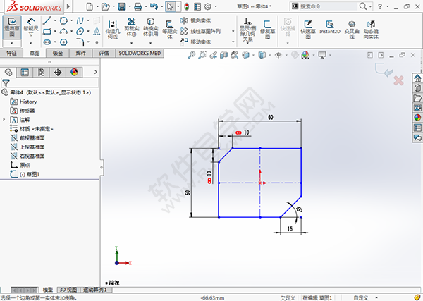 solidworks草图倒角