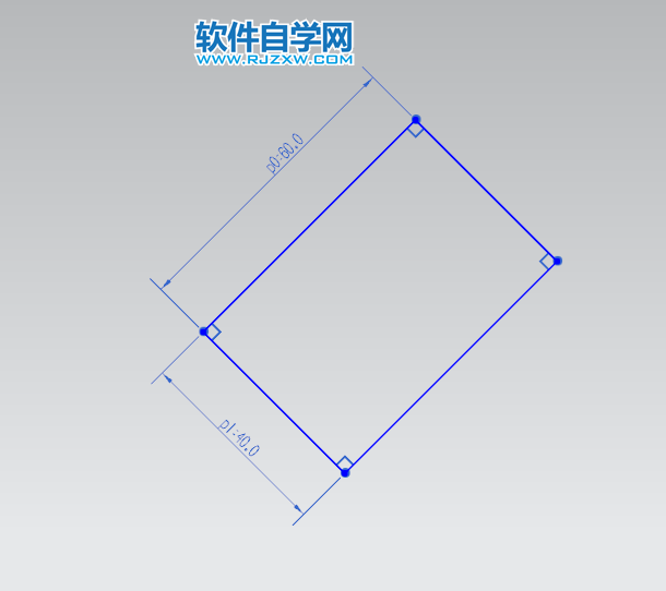 ug草图3点绘制45度的矩形